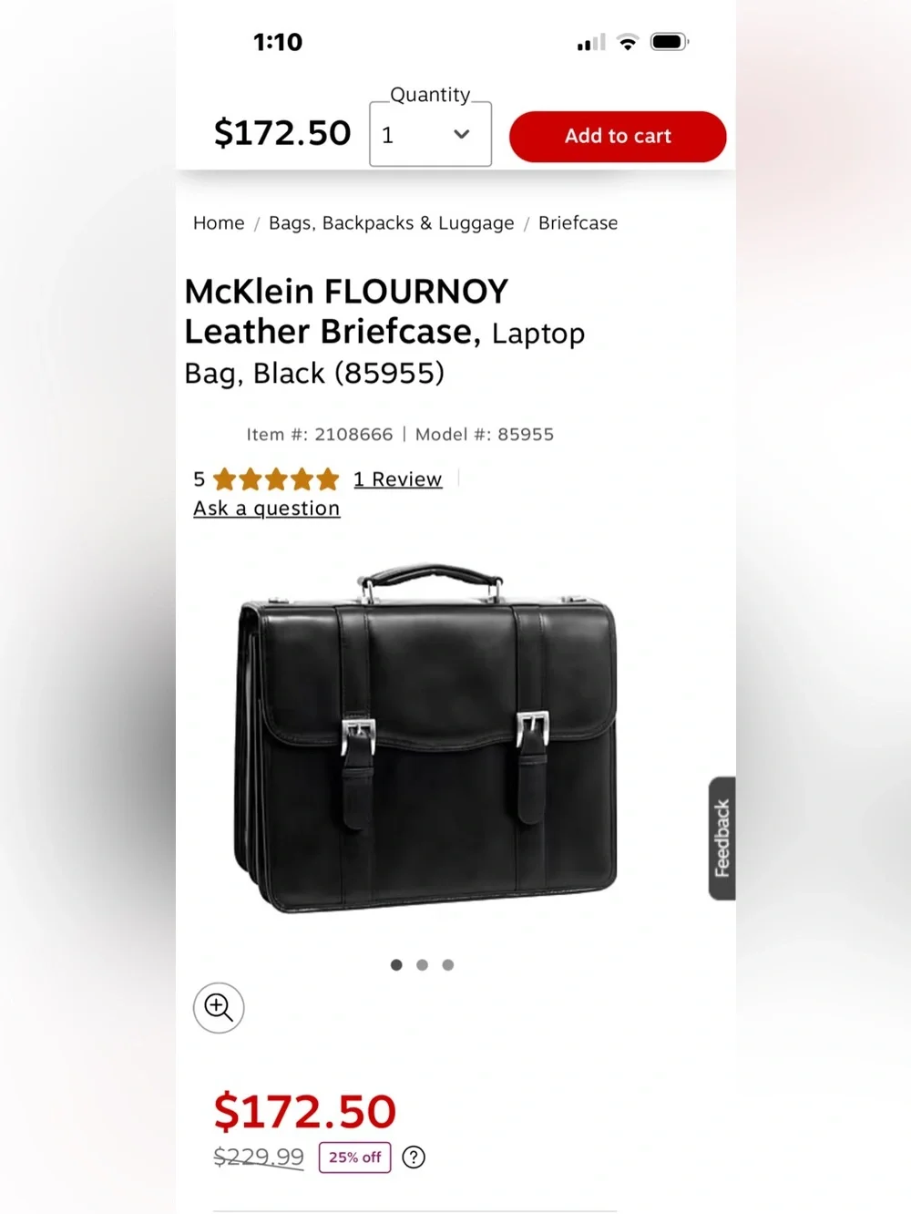McKlein FLOURNOY | 15” Leather Double-Compartment Laptop Briefcase